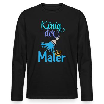 König der Maler Handwerker Beruf malen - Männer Premium Bio Langarmshirt - Schwarz - Vorne - Nico (187cm)