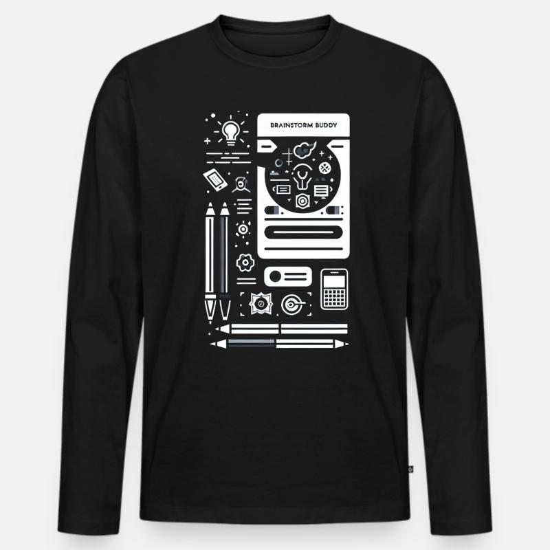 Brainstorm Buddy 8 - Männer Premium Bio Langarmshirt - Schwarz
