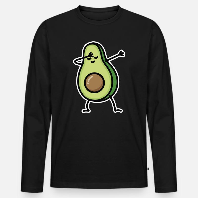 Avocado dab dabbing - Männer Premium Bio Langarmshirt - Schwarz