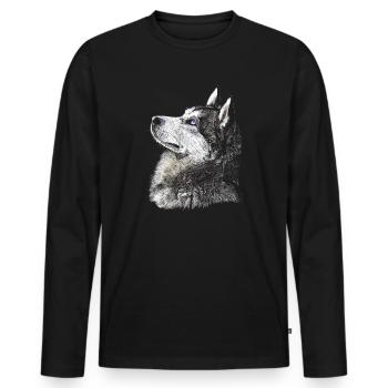 Husky - T-shirt manches longues Premium bio Homme - noir - Devant - Nico (187cm)