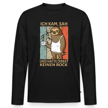 Ich Kam Sah Und Hatte Direkt Keinen Bock - Männer Premium Bio Langarmshirt - Schwarz - Vorne - Nico (187cm)