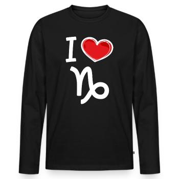 Horoscope Tides Capricorn Heart Statement - Men's Premium Organic Long Sleeve Shirt - black - Front - Nico (187cm)