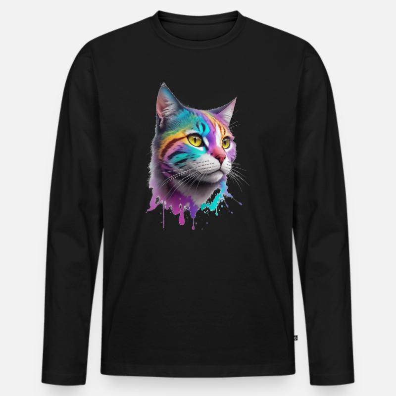 Katze - Männer Premium Bio Langarmshirt - Schwarz