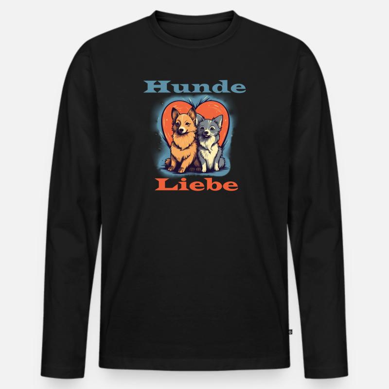 Hunde Liebe - Männer Premium Bio Langarmshirt - Schwarz