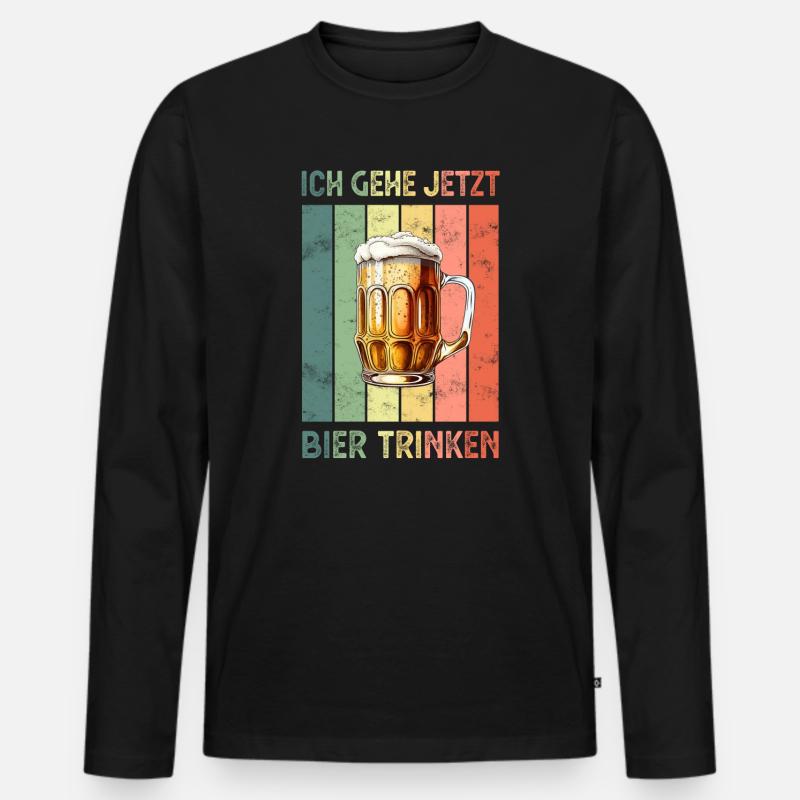 Bier - Männer Premium Bio Langarmshirt - Schwarz