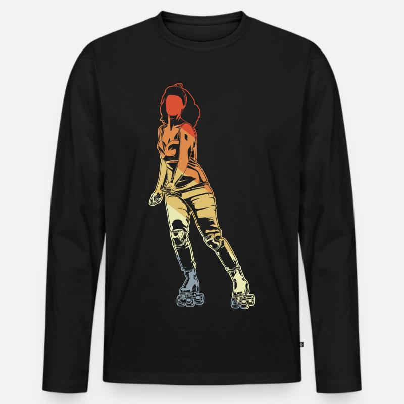 Rollschuhläuferin - Männer Premium Bio Langarmshirt - Schwarz