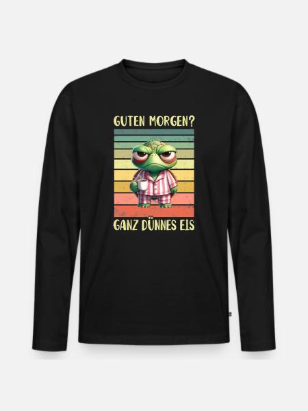 Schildkröte Morgenmuffel - Männer Premium Bio Langarmshirt - Schwarz
