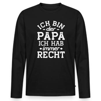 Papa weiß alles Vater hat recht lustiges Geschenk - Männer Premium Bio Langarmshirt - Schwarz - Vorne - Nico (187cm)