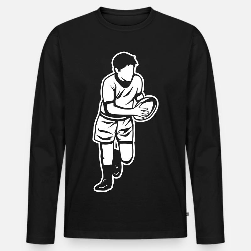 Kinder Rugby - Männer Premium Bio Langarmshirt - Schwarz