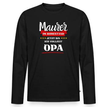 Maurer Opa - Männer Premium Bio Langarmshirt - Schwarz - Vorne - Nico (187cm)