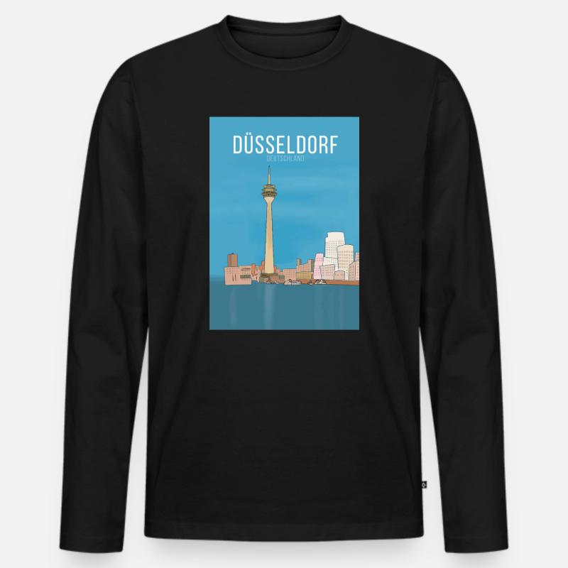 Düsseldorf - Männer Premium Bio Langarmshirt - Schwarz