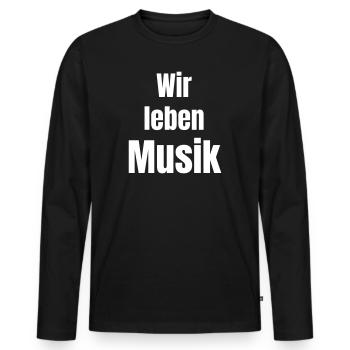 We live music - Men's Premium Organic Long Sleeve Shirt - black - Front - Nico (187cm)