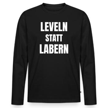 Leveln statt Labern - Männer Premium Bio Langarmshirt - Schwarz - Vorne - Nico (187cm)