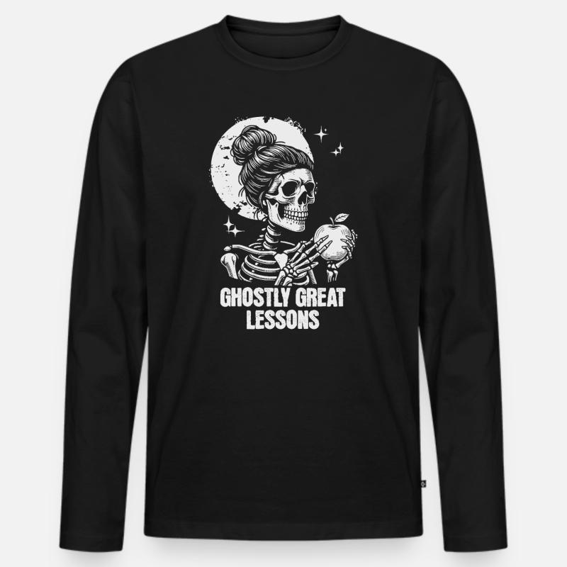 Funny Teacher Skeleton Halloween Classroom - Männer Premium Bio Langarmshirt - Schwarz