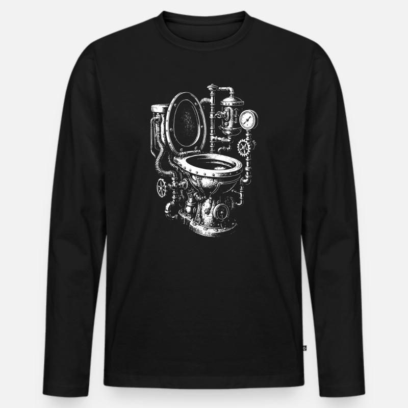 Steampunk-Toilettenmotor - Männer Premium Bio Langarmshirt - Schwarz