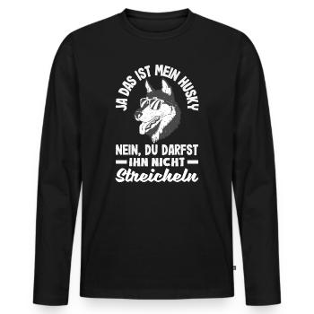 Drôle Husky Husky Propriétaire Husky Propriétaire Cadeau - T-shirt manches longues Premium bio Homme - noir - Devant - Nico (187cm)