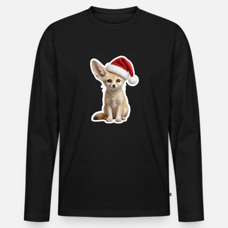 Kleiner Wuestenfuchs mit grossen Ohren - Männer Premium Bio Langarmshirt - Schwarz