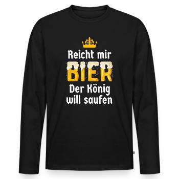 Cadeau drôle pour buveur de bière me tend une bière en disant - T-shirt manches longues Premium bio Homme - noir - Devant - Nico (187cm)
