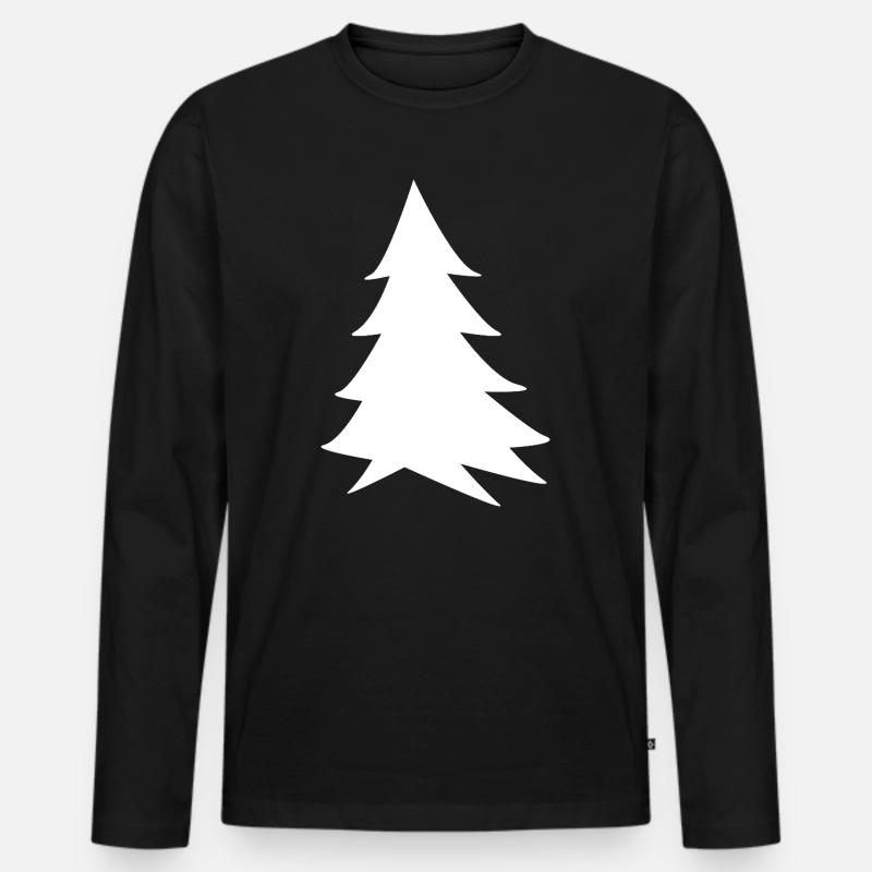Minimalistische Silhouette der Weißtanne - Männer Premium Bio Langarmshirt - Schwarz