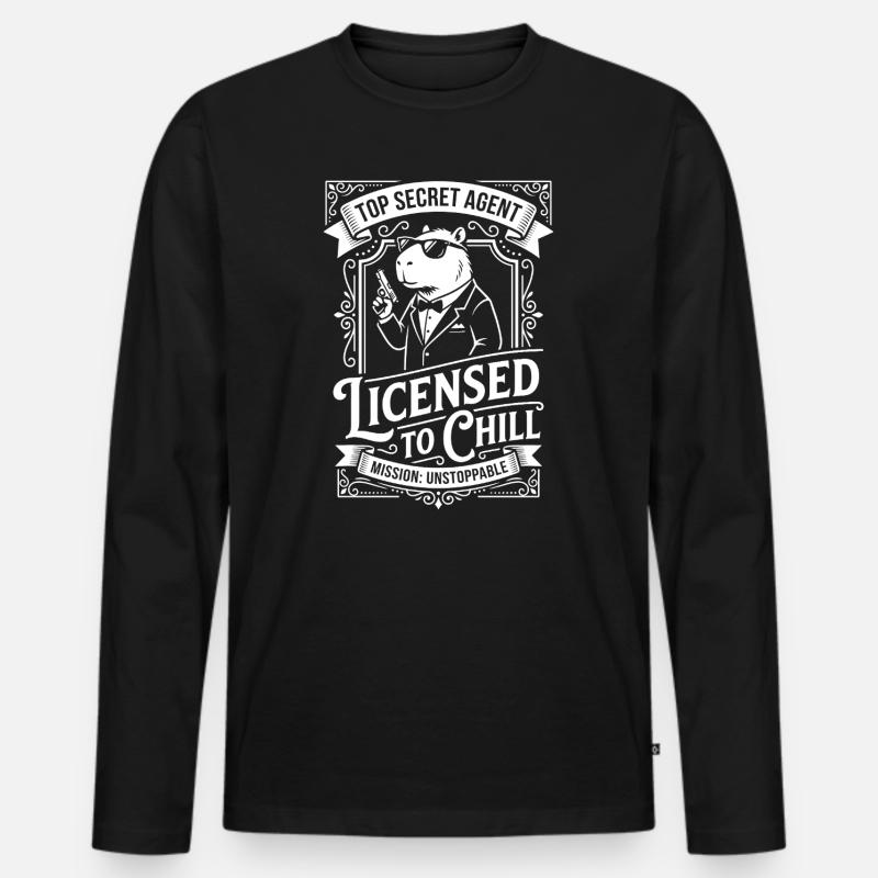 Licensed to Chill - Agentenhumor - Männer Premium Bio Langarmshirt - Schwarz