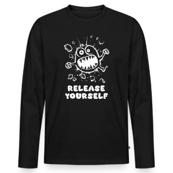 Release Yourself - Men's Premium Organic Long Sleeve Shirt - black - Front - Nico (187cm)
