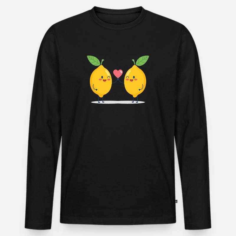 Kuschelige Limonenliebe - Männer Premium Bio Langarmshirt - Schwarz