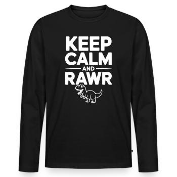 Reste calme et Rawr - T-shirt manches longues Premium bio Homme - noir - Devant - Nico (187cm)