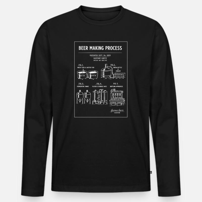 Bierbrauplan-Diagramm - Männer Premium Bio Langarmshirt - Schwarz