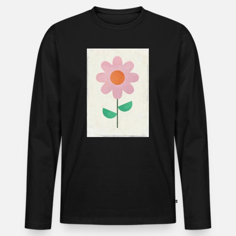 Blume - Männer Premium Bio Langarmshirt - Schwarz