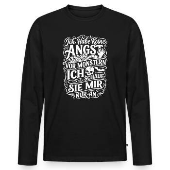 Keine Angst vor Monstern Humor - Männer Premium Bio Langarmshirt - Schwarz - Vorne - Nico (187cm)