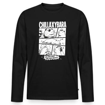 Chillax Capybara Lustiger Comic Stil - Männer Premium Bio Langarmshirt - Schwarz - Vorne - Nico (187cm)