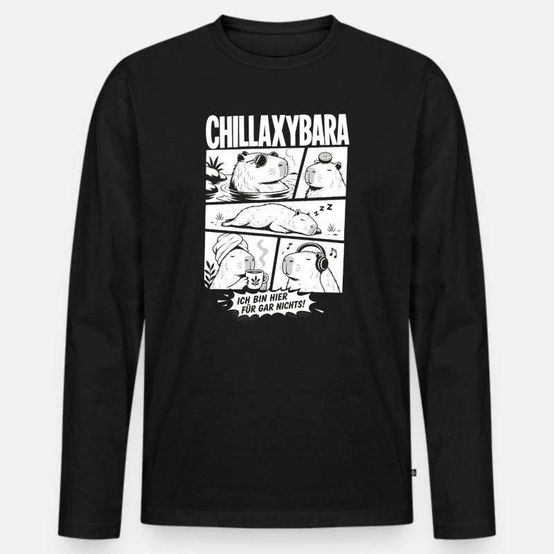 Chillax Capybara Lustiger Comic Stil - Männer Premium Bio Langarmshirt - Schwarz