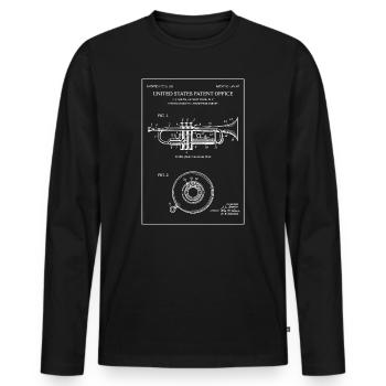 Trumpet Patent Blueprint Illustration - Men's Premium Organic Long Sleeve Shirt - black - Front - Nico (187cm)
