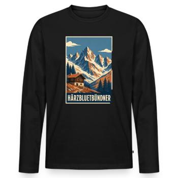 Bündner - Männer Premium Bio Langarmshirt - Schwarz - Vorne - Nico (187cm)