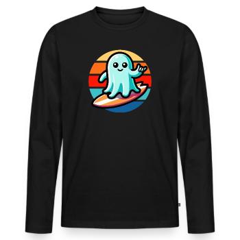 Ghost Surfing Vintage Sunset - Men's Premium Organic Long Sleeve Shirt - black - Front - Nico (187cm)