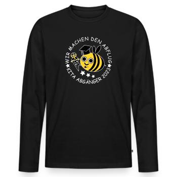 Kita Abgänger 2023 Biene - Männer Premium Bio Langarmshirt - Schwarz - Vorne - Nico (187cm)
