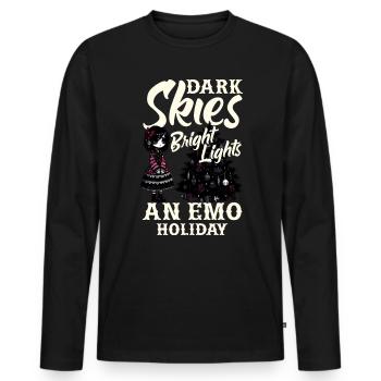 Ciel sombre Lumières vives Un Emo Holiday Emocore - T-shirt manches longues Premium bio Homme - noir - Devant - Nico (187cm)
