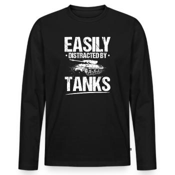 Tank Tank Driver Tank Military Army Battle Tank - Men's Premium Organic Long Sleeve Shirt - black - Front - Nico (187cm)