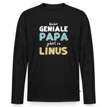 Dieser Geniale Papa Gehört Zu Linus - Männer Premium Bio Langarmshirt - Schwarz - Vorne - Nico (187cm)