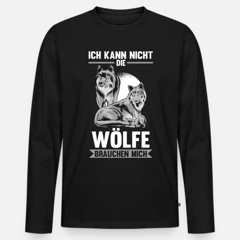 Wölfe Waldtier Wolf - Männer Premium Bio Langarmshirt - Schwarz
