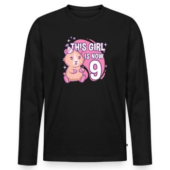 9ème anniversaire Cochon d’Inde Fille de 9 ans - T-shirt manches longues Premium bio Homme - noir - Devant - Nico (187cm)