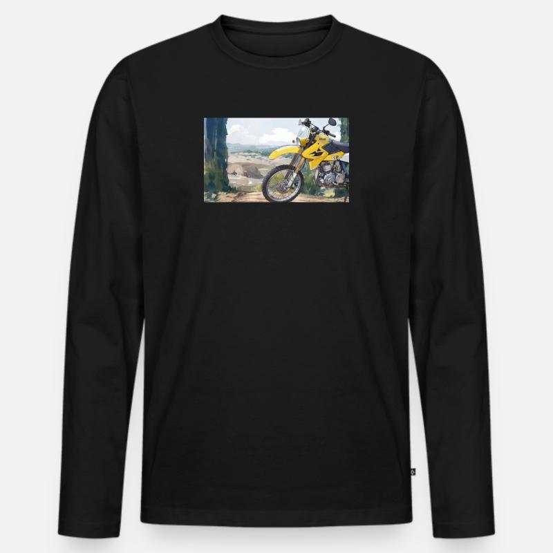 Motorrad in der Berglandschaft - Männer Premium Bio Langarmshirt - Schwarz