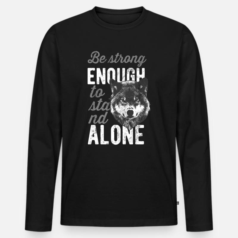 Wolf - Männer Premium Bio Langarmshirt - Schwarz