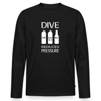 La plongée réduit la pression - T-shirt manches longues Premium bio Homme - noir - Devant - Nico (187cm)