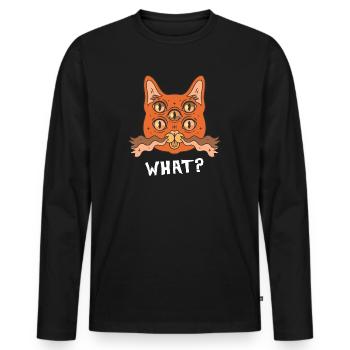 Quoi? Costume de fête d’Halloween de chat - T-shirt manches longues Premium bio Homme - noir - Devant - Nico (187cm)