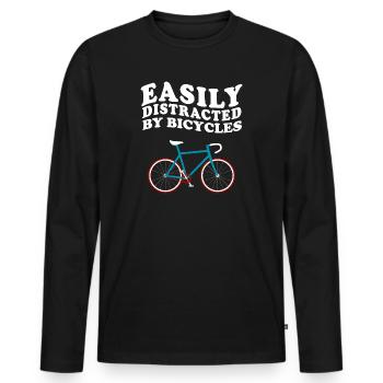 Easily Distracted By Bicycles Bicycle Wheel Bike - Men's Premium Organic Long Sleeve Shirt - black - Front - Nico (187cm)