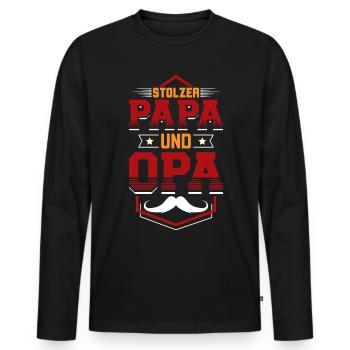 Stolzer Papa Opa - Männer Premium Bio Langarmshirt - Schwarz - Vorne - Nico (187cm)