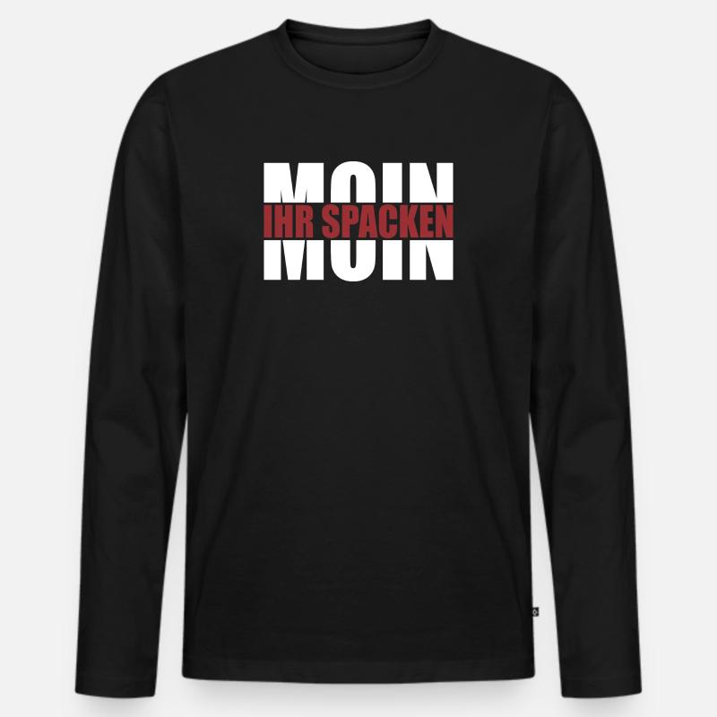 Moin - Moin ihr spacken - Männer Premium Bio Langarmshirt - Schwarz