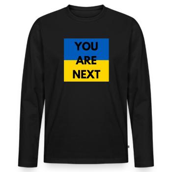 UKRAINE YOU ARE NEXT - T-shirt manches longues Premium bio Homme - noir - Devant - Nico (187cm)