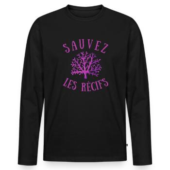 SAUVEZ LES RÉCIFS - CORAIL VIOLET - T-shirt manches longues Premium bio Homme - noir - Devant - Nico (187cm)